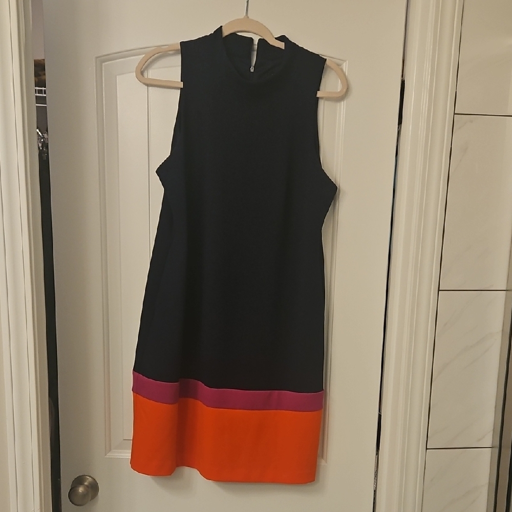 Tahari ASL Black and Orange Mini Dress